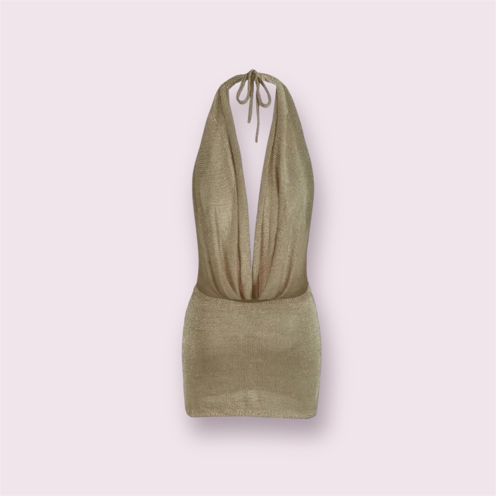 Beach Beige Halter Knit Cover Up